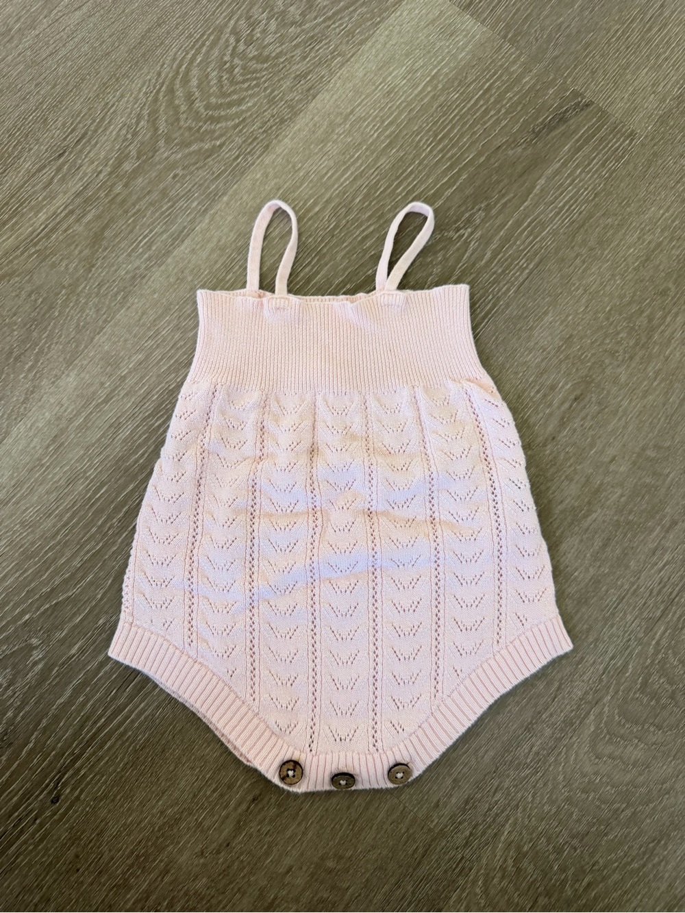 Jamie Kay Pale Pink Knit Eyelet One-Piece Romper